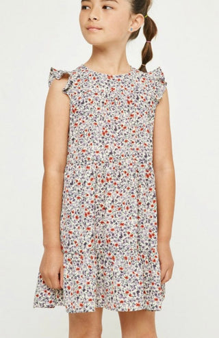 Girls Ruffle Sleeve Floral Dress