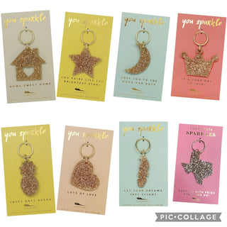 gold glitter keychain