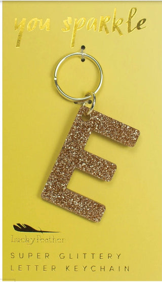 Gold Glitter Letter Keychain