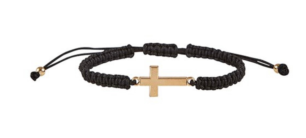 Threads of Faith Cross Bracelet Black