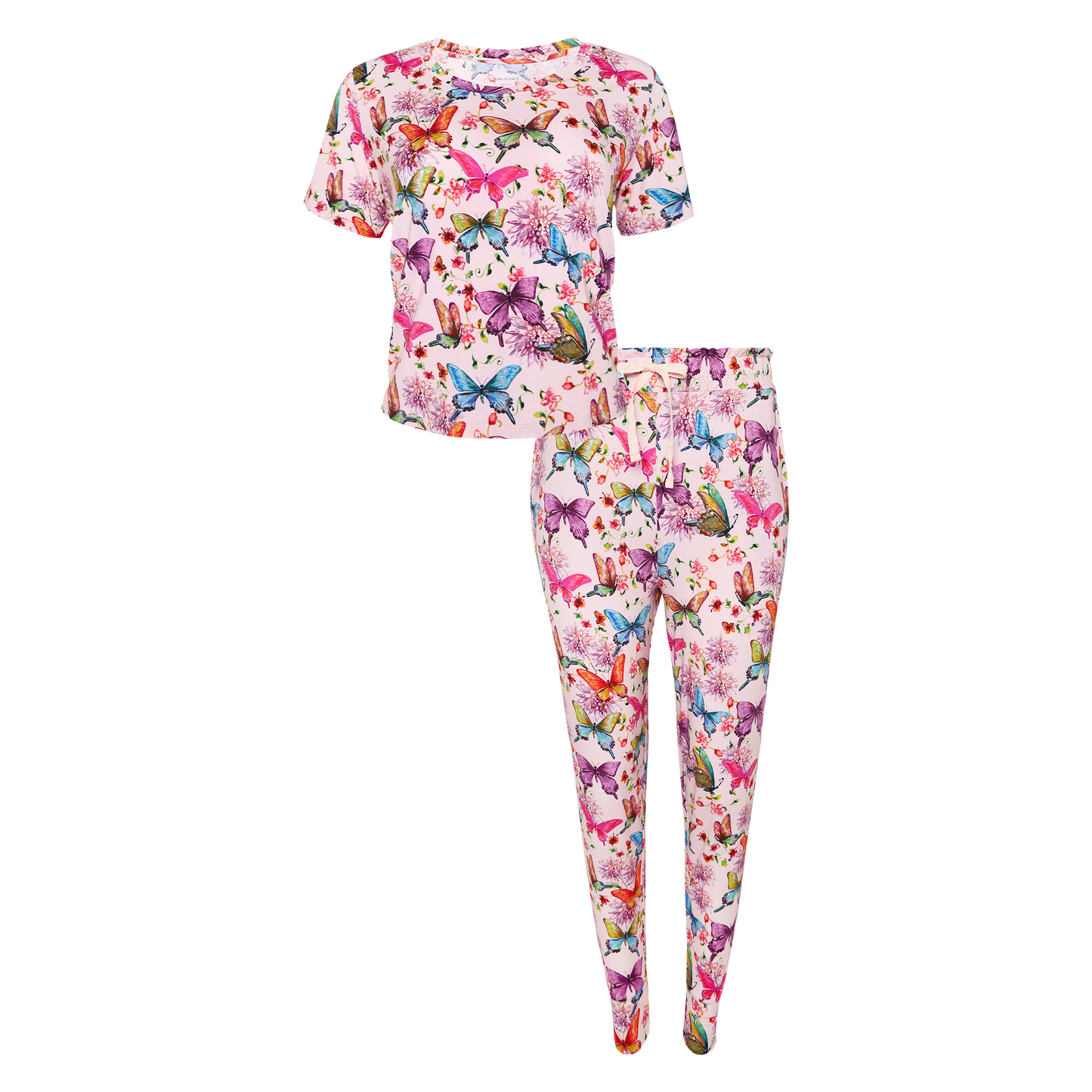 Women Short Sleeve Watercolor Butterflies Pajama