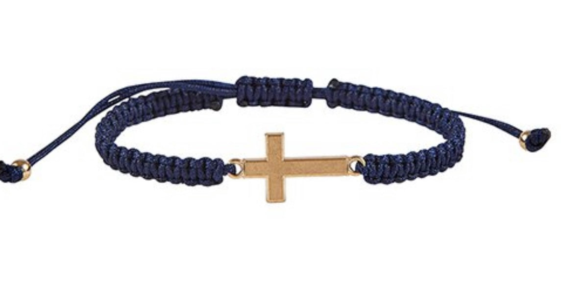 Threads of Faith Cross Bracelet blue