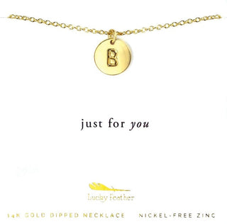 Gold Letter Disc Necklace