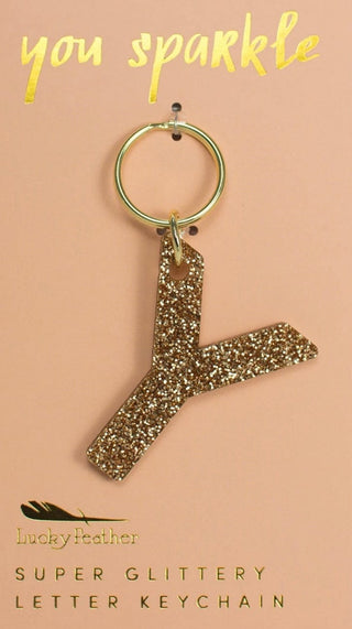 Gold Glitter Letter Keychain
