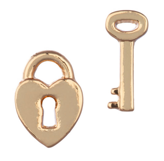 Gold Lock & Key Earrings