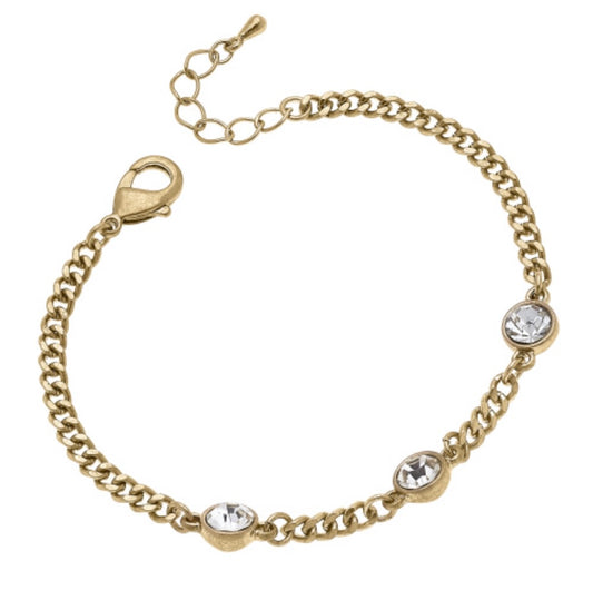 Lyra Worn Gold Rhinestone Bracelet