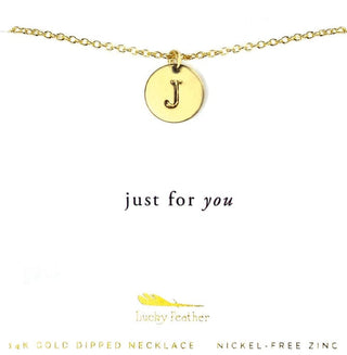 Gold Letter Disc Necklace