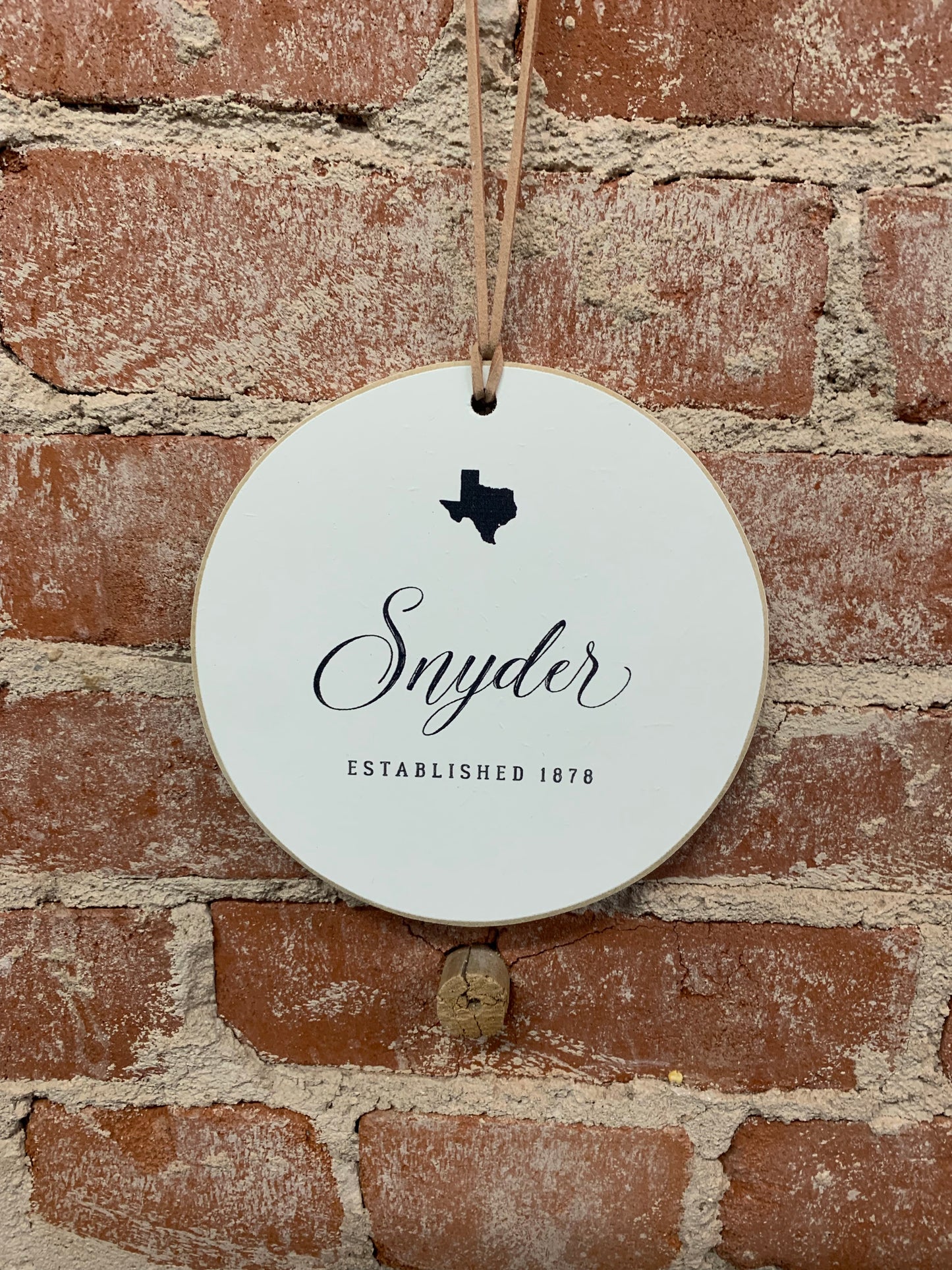 Snyder Script 6” Round Wood Ornament