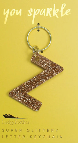 Gold Glitter Letter Keychain