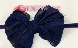 Mini Ruffled Navy Headband