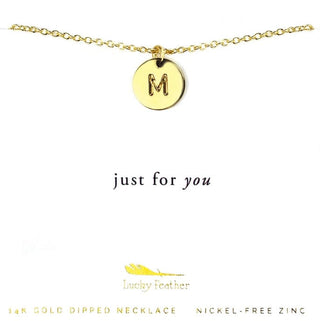 Gold Letter Disc Necklace