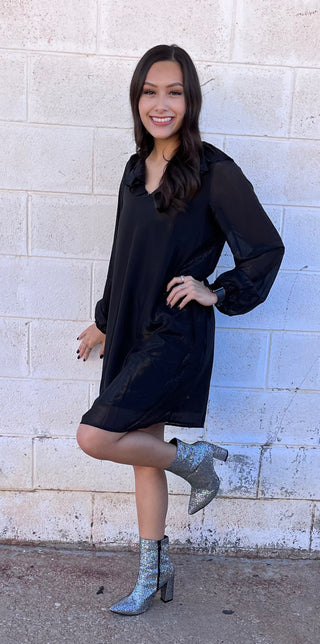 Party in Black Ruffle Dress