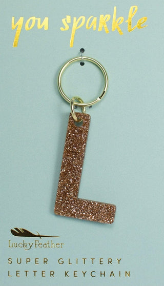 Gold Glitter Letter Keychain