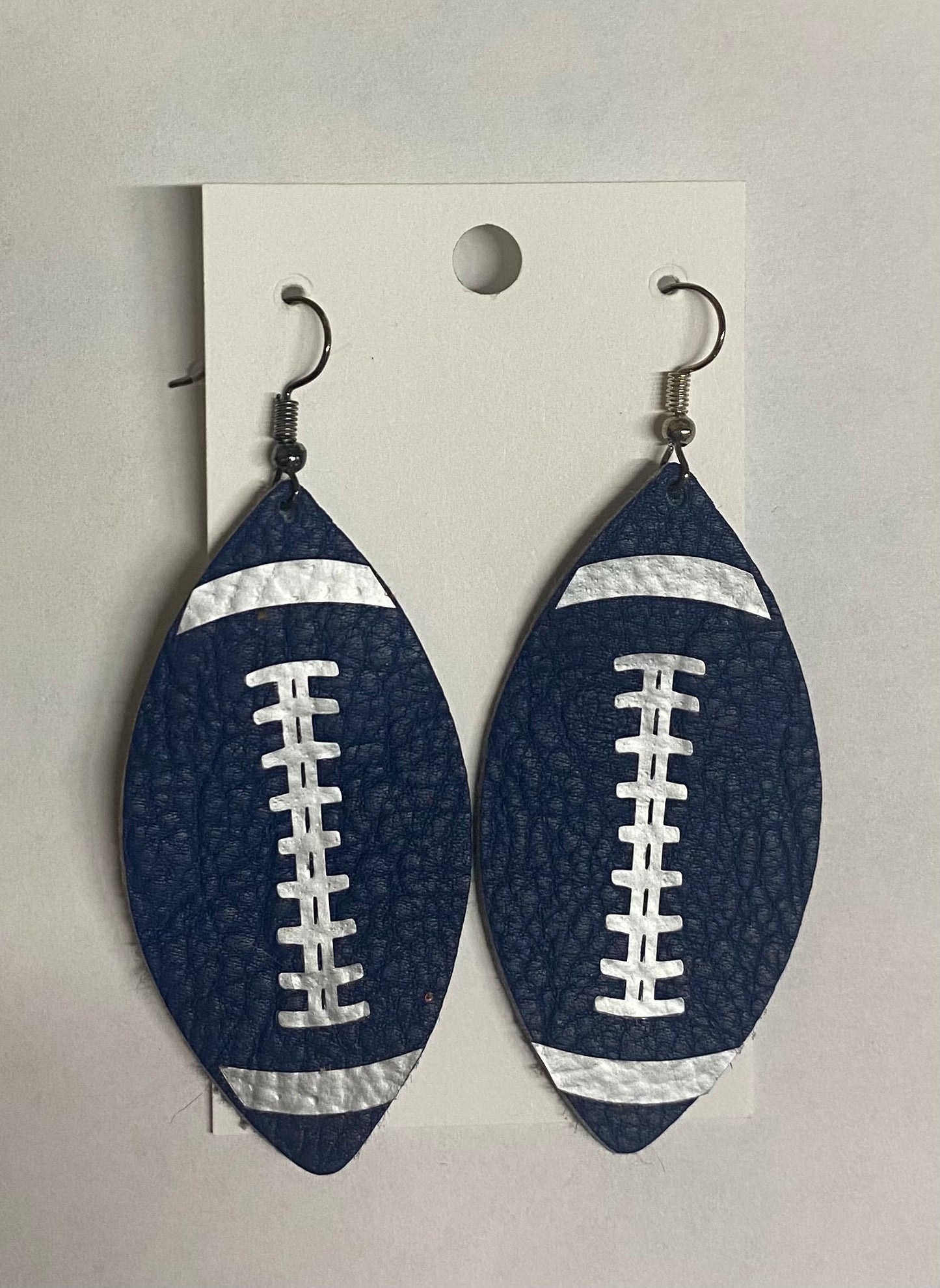 blue & sliver football earrings