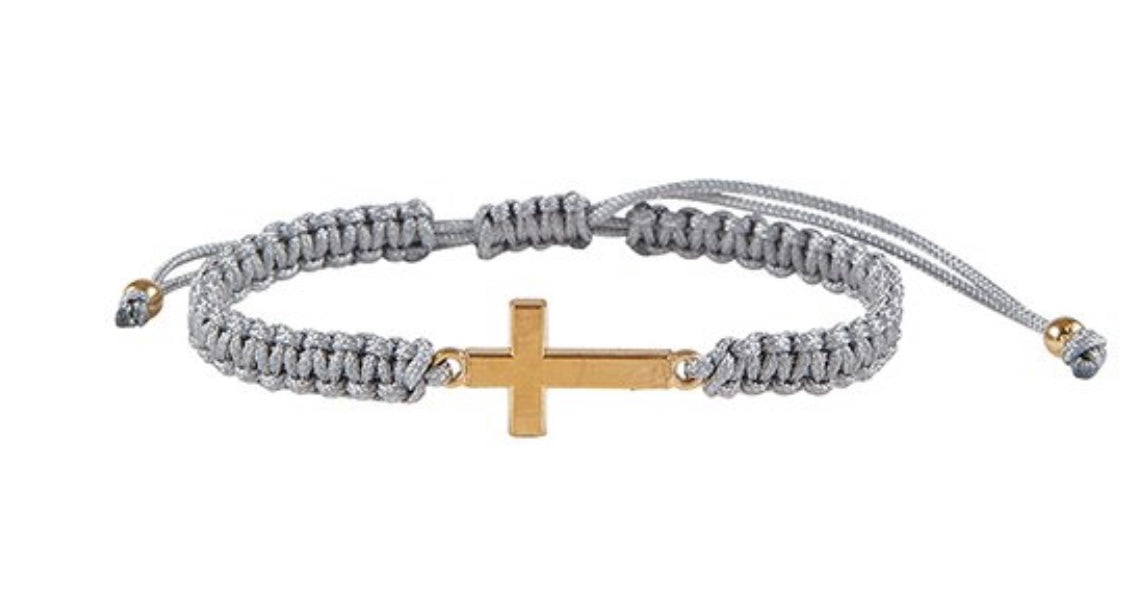 Threads of Faith Cross Bracelet Gray