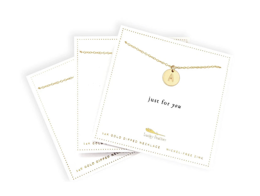 Gold Letter Disc Necklace