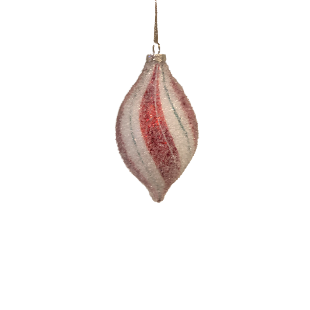Iced Peppermint Striped Glass Ornament