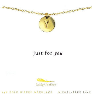 Gold Letter Disc Necklace