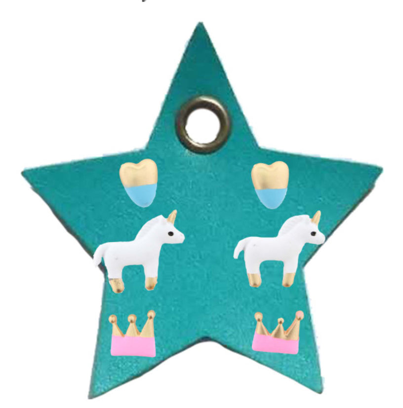 Kid’s Heart/Unicorn/Crown Earring Set