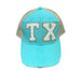 Distressed Aqua with white TX