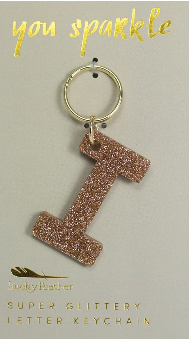 Gold Glitter Letter Keychain