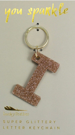 Gold Glitter Letter Keychain