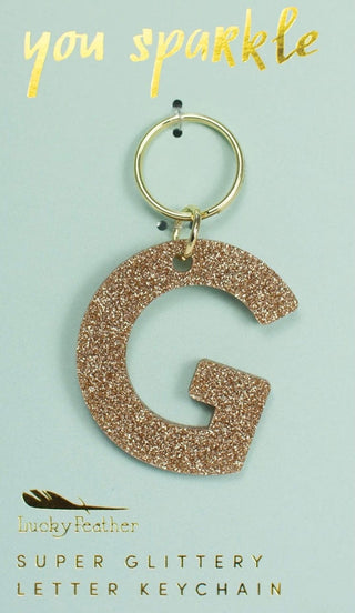 Gold Glitter Letter Keychain
