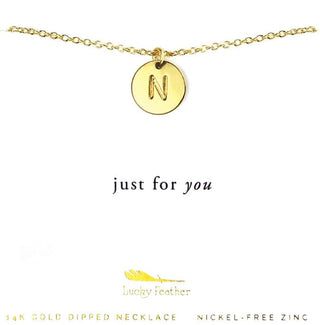 Gold Letter Disc Necklace