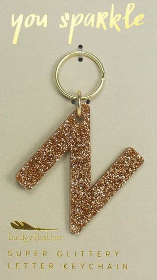 Gold Glitter Letter Keychain