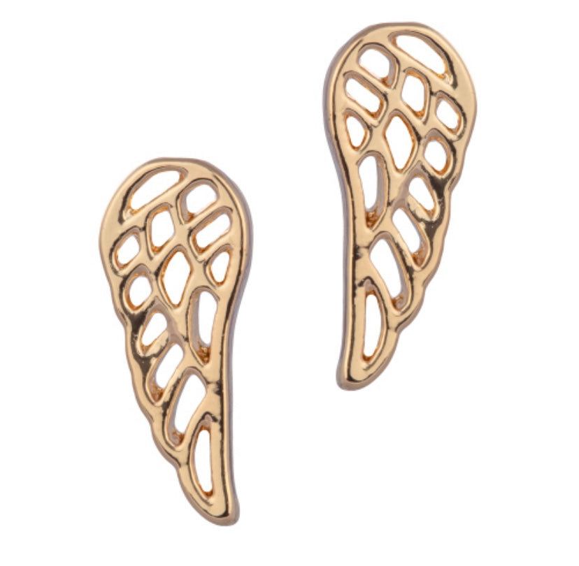 Gold Wing Stud Earrings