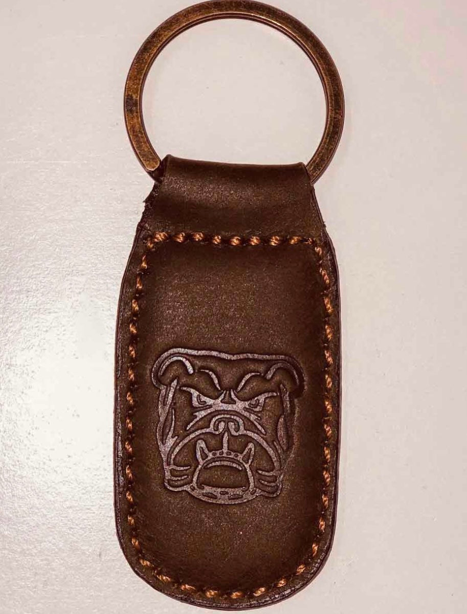 bulldog leather keychain