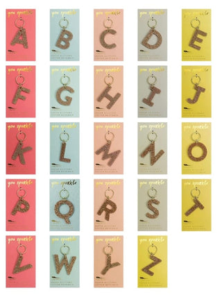 Gold Glitter Letter Keychain