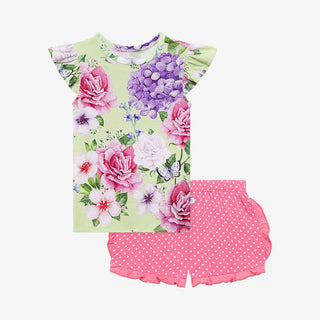 Posh Peanut Cap Sleeve Shirt & Varsity Short-Georgina