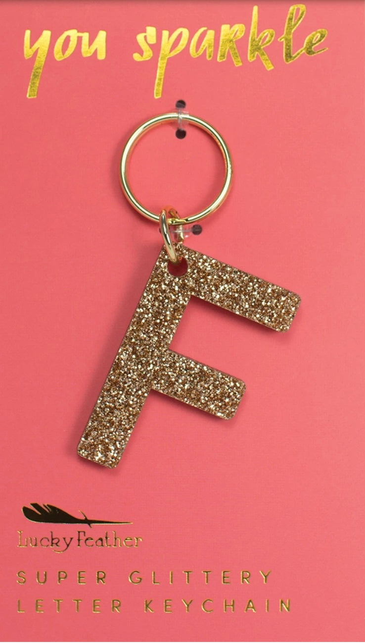 Gold Glitter Letter Keychain