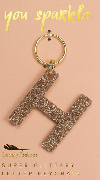 Gold Glitter Letter Keychain