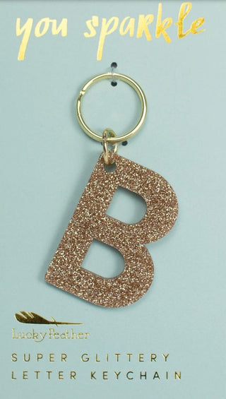 Gold Glitter Letter Keychain