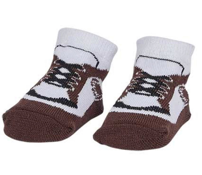brown & white sneaker baby socks