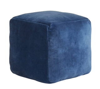 blue velvet pouf