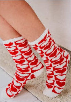 Checkered heart cozy socks