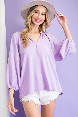 ruflled top puff sleeve blouse