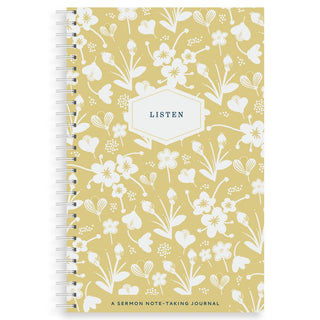 Muscadine Press Notebook Listen Sermon Notebook, Marigold Floral