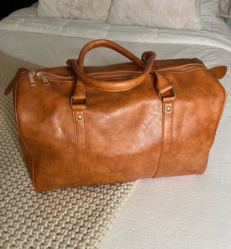 Serena camel duffel bag