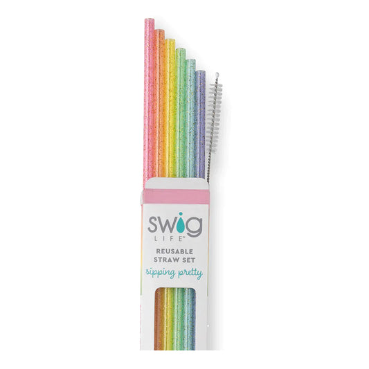 Swig Rainbow Glitter Reusable Straw Set