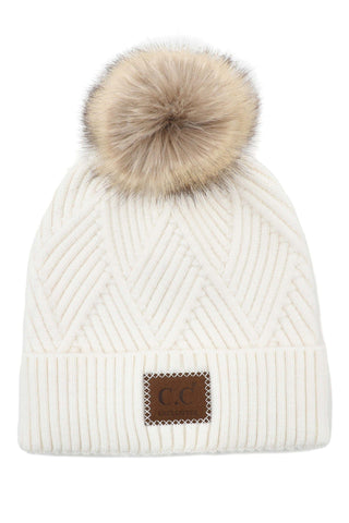 CC Zig Zag Pom Beanie